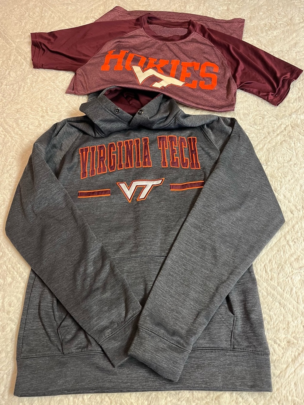 Virginia Tech Hokies Gray Hoodie + Maroon Tee Set
